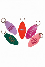 5 different types of motel retro key tags. 